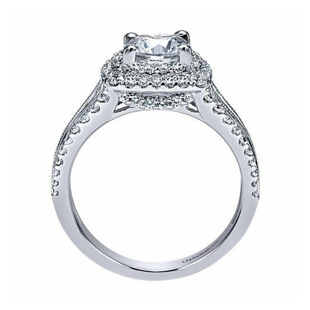 Luxury Silver Square Diamond Cubic Zircon Ring - Picture 6 of 14